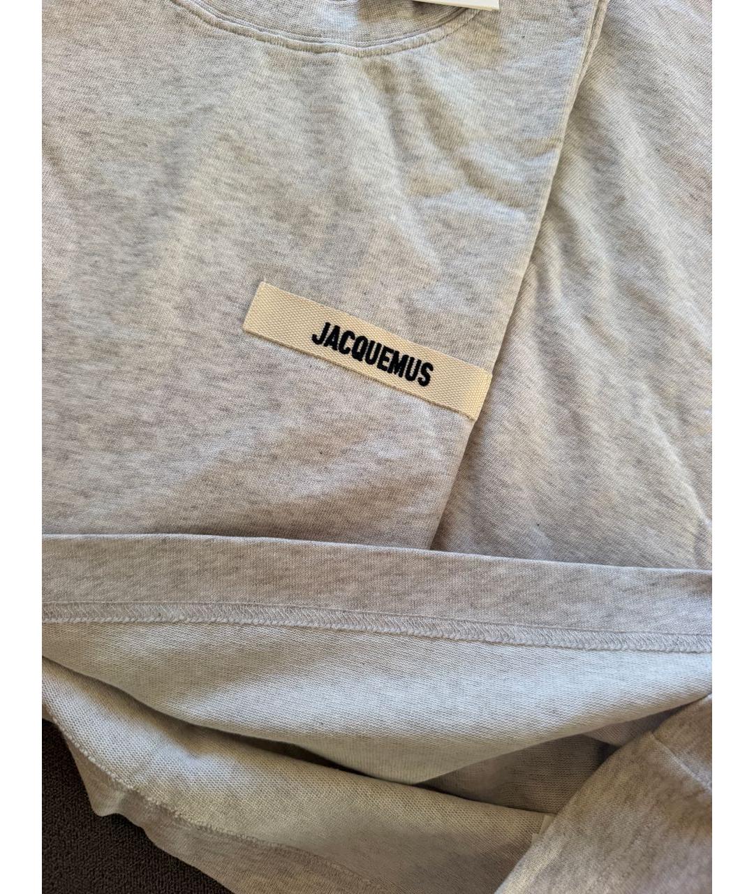 JACQUEMUS Серая хлопковая футболка, фото 4