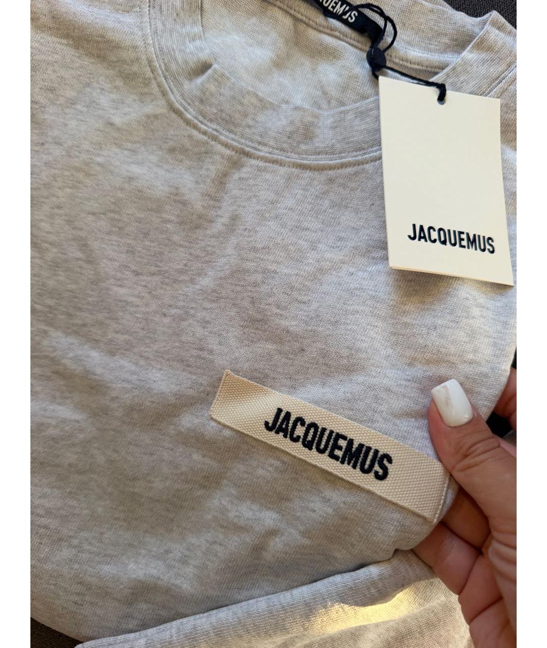 JACQUEMUS Серая хлопковая футболка, фото 3