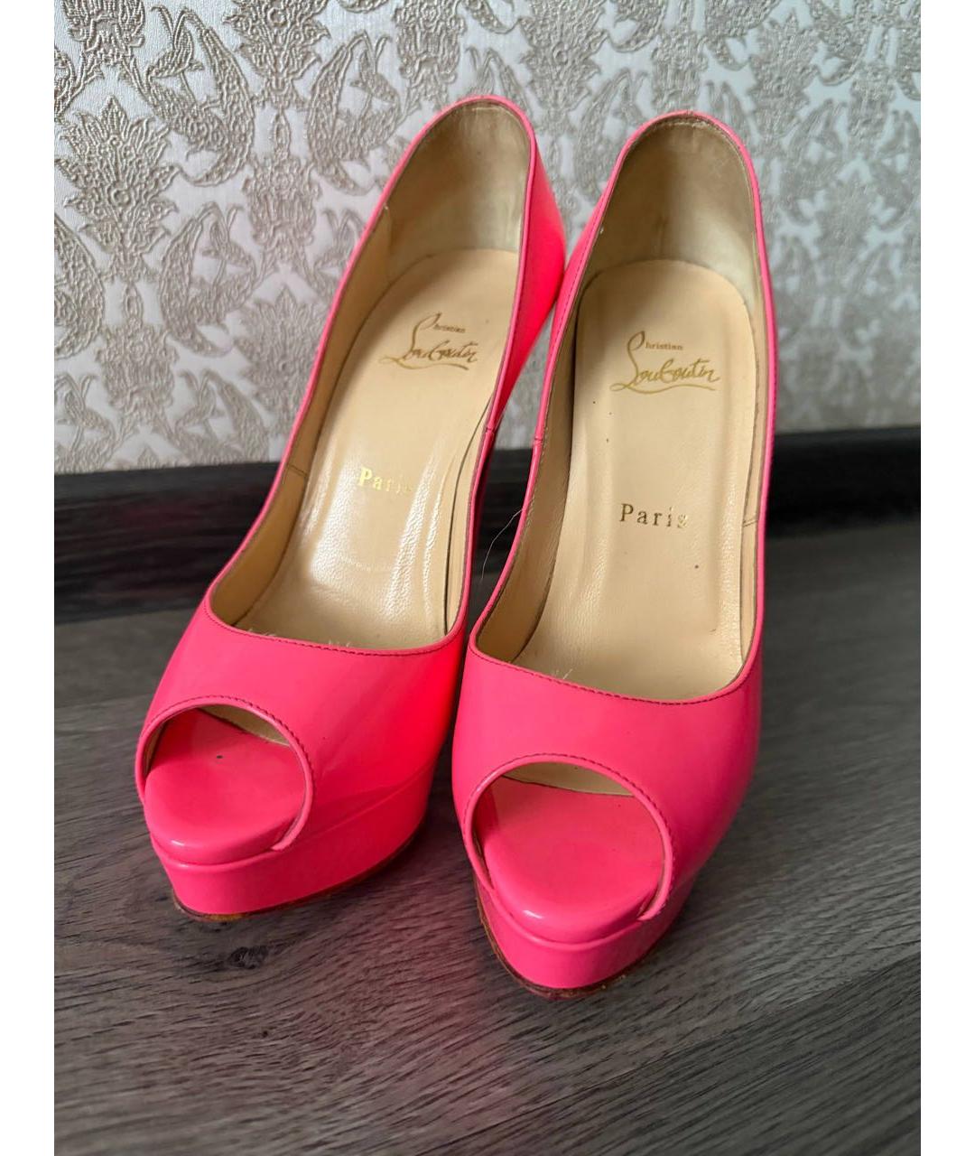 CHRISTIAN LOUBOUTIN Розовые кожаные туфли, фото 2
