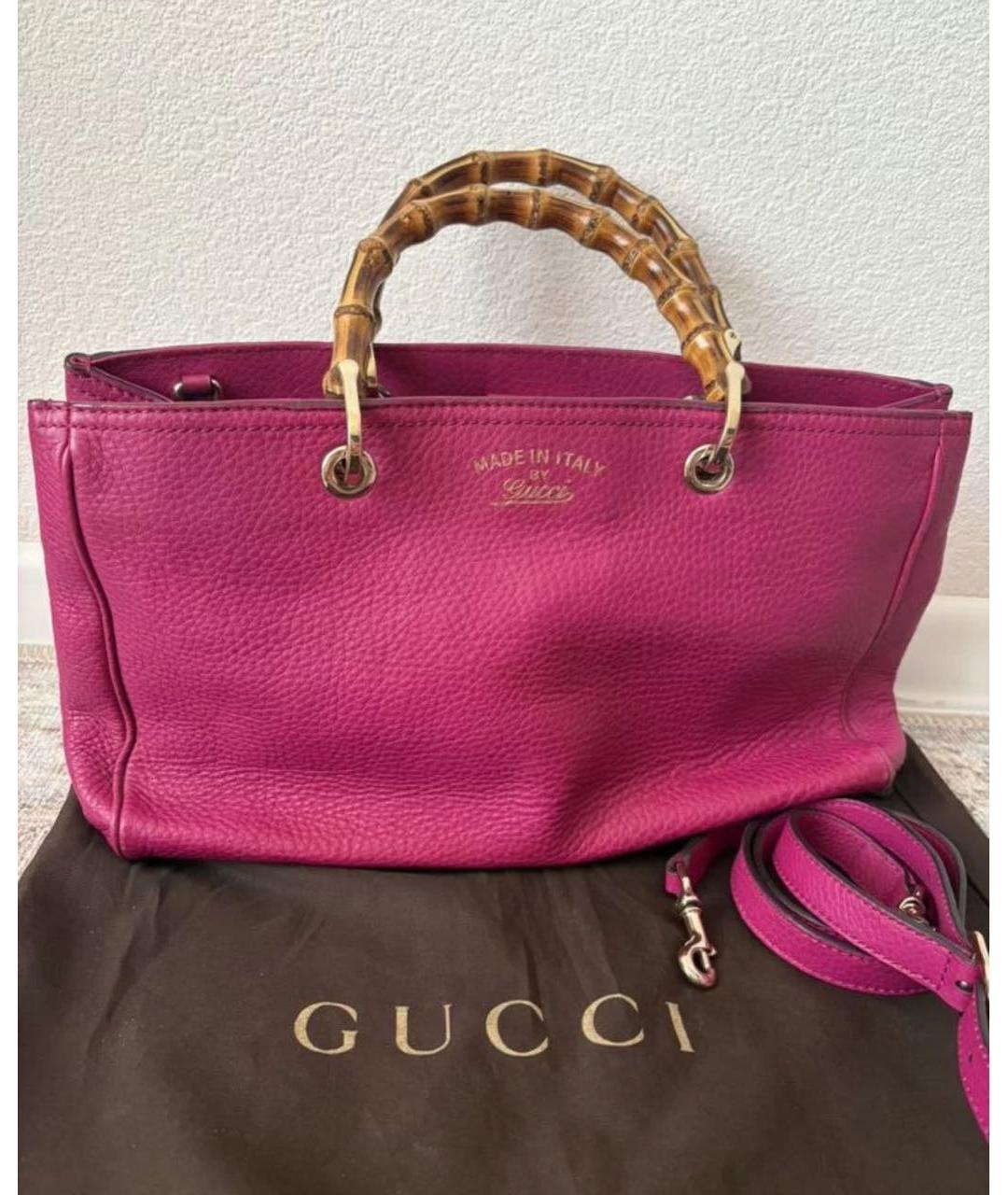 GUCCI Розовая кожаная сумка тоут, фото 9