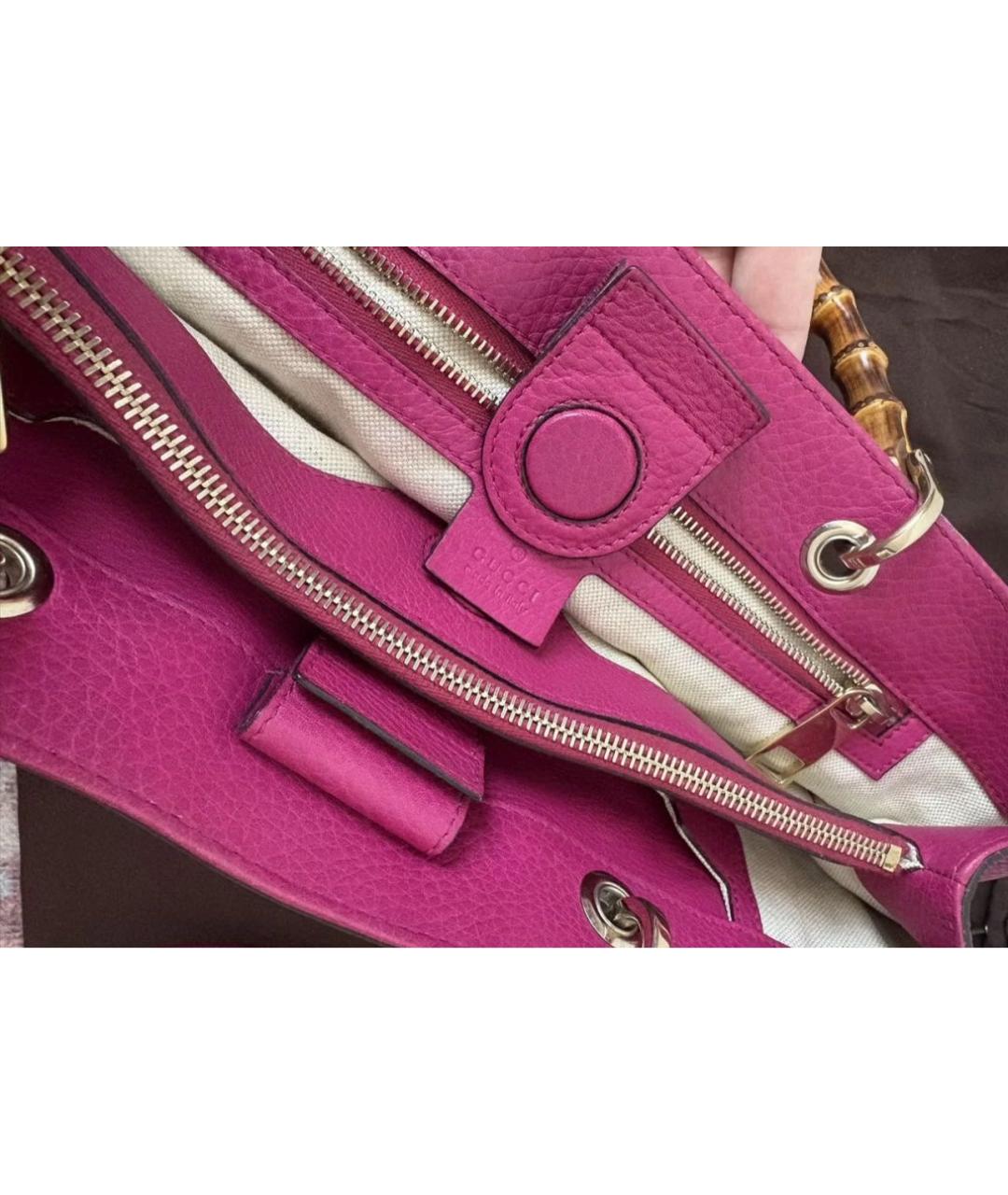 GUCCI Розовая кожаная сумка тоут, фото 4