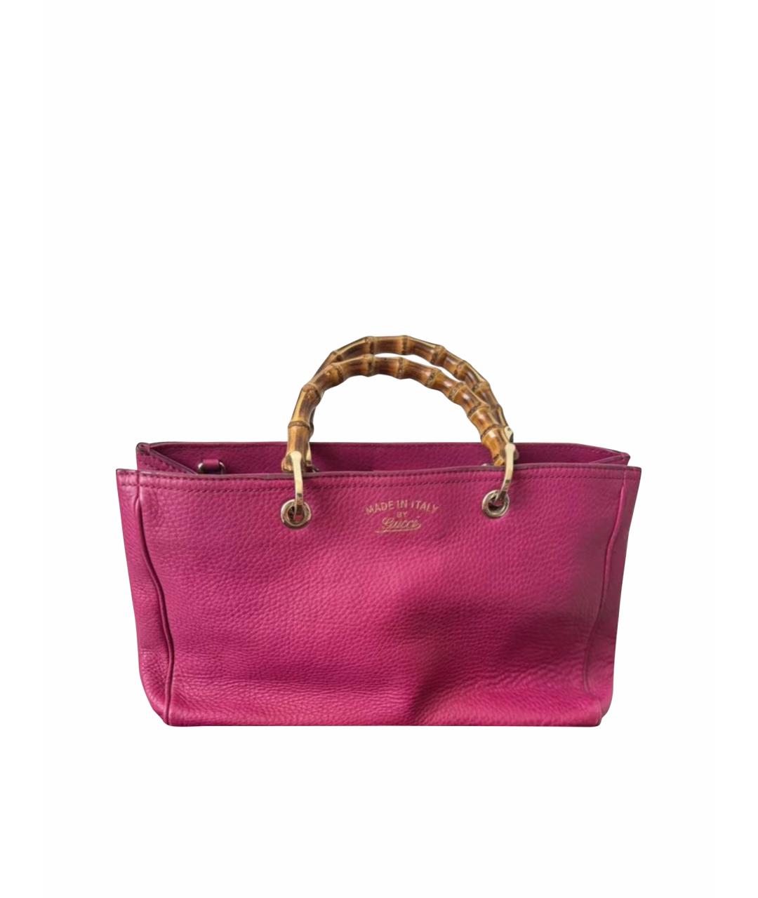 GUCCI Розовая кожаная сумка тоут, фото 1