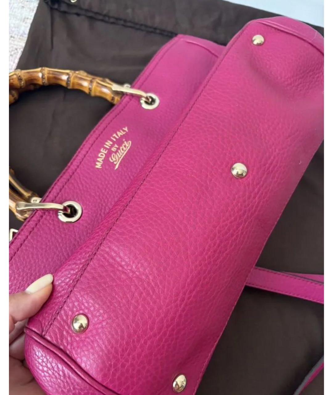 GUCCI Розовая кожаная сумка тоут, фото 2