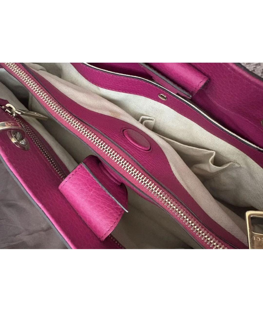 GUCCI Розовая кожаная сумка тоут, фото 5