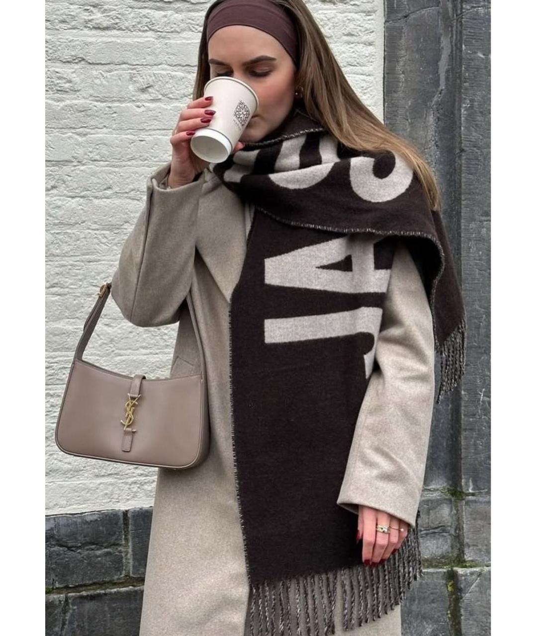JACQUEMUS Коричневый шерстяной шарф, фото 4