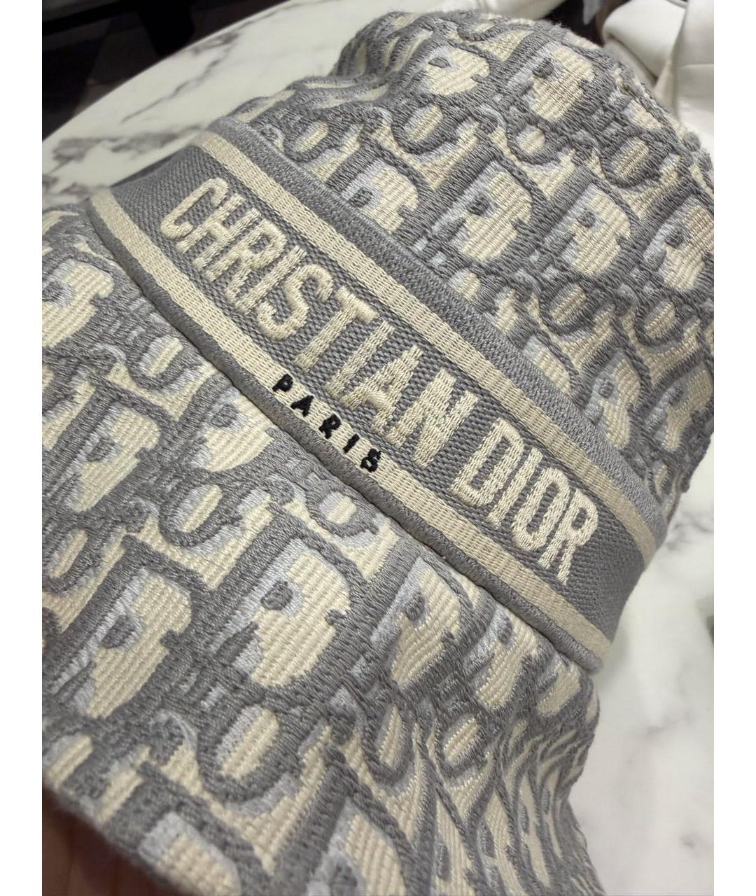 CHRISTIAN DIOR Серая хлопковая панама, фото 3