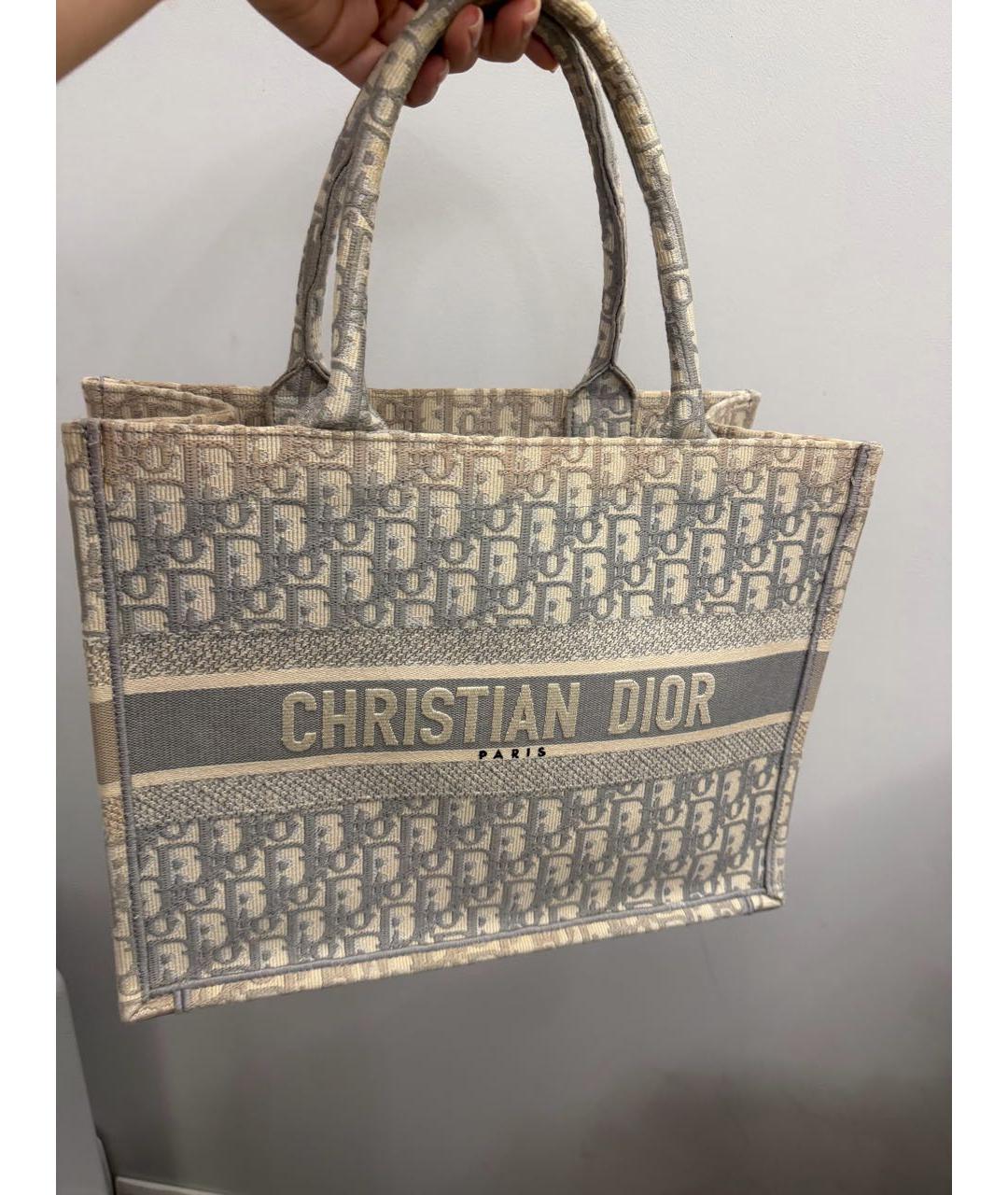 CHRISTIAN DIOR Серая жаккардовая сумка тоут, фото 9