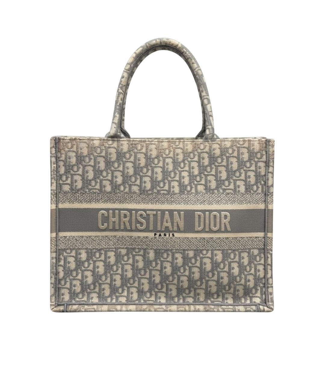 CHRISTIAN DIOR Серая жаккардовая сумка тоут, фото 1
