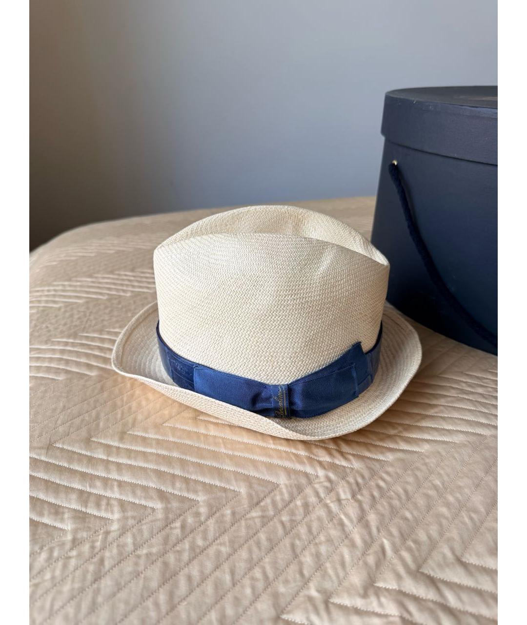 BORSALINO Белая соломенная шляпа, фото 2