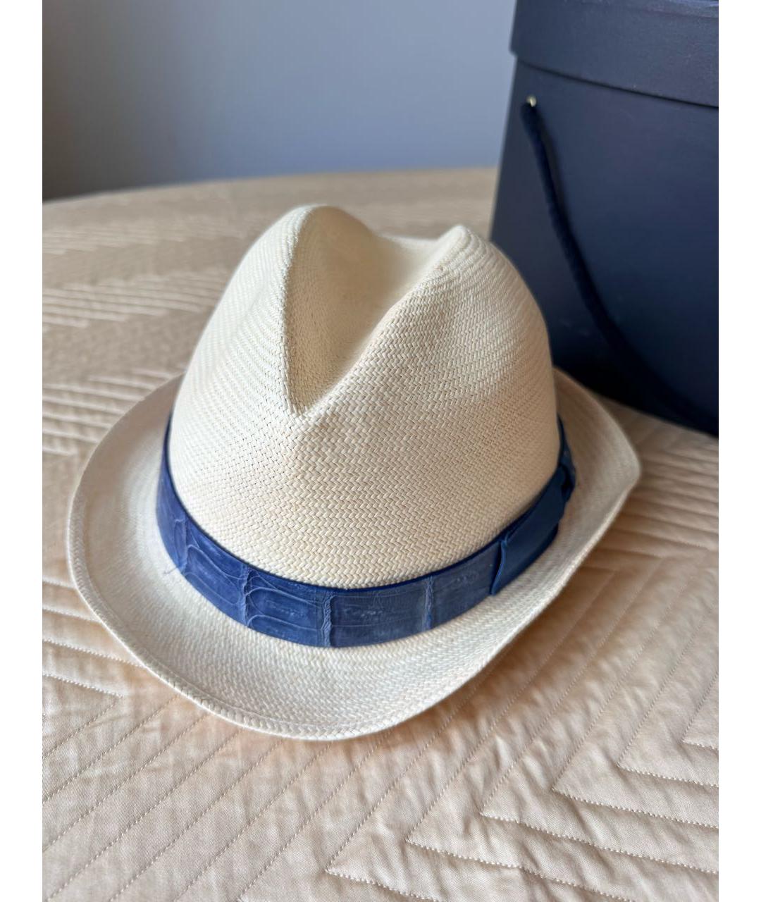 BORSALINO Белая соломенная шляпа, фото 5