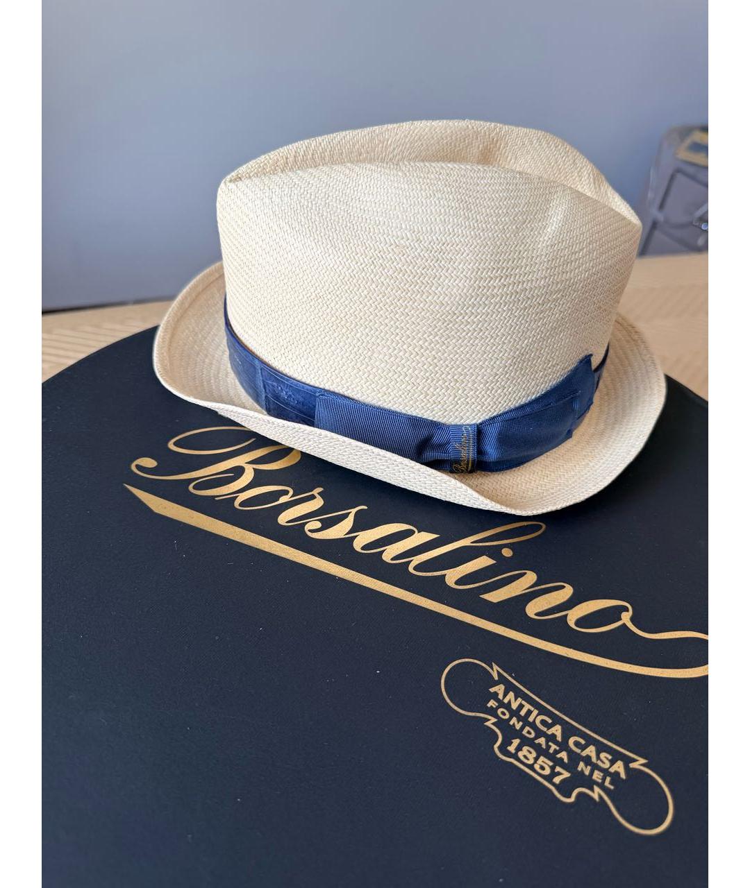 BORSALINO Белая соломенная шляпа, фото 4