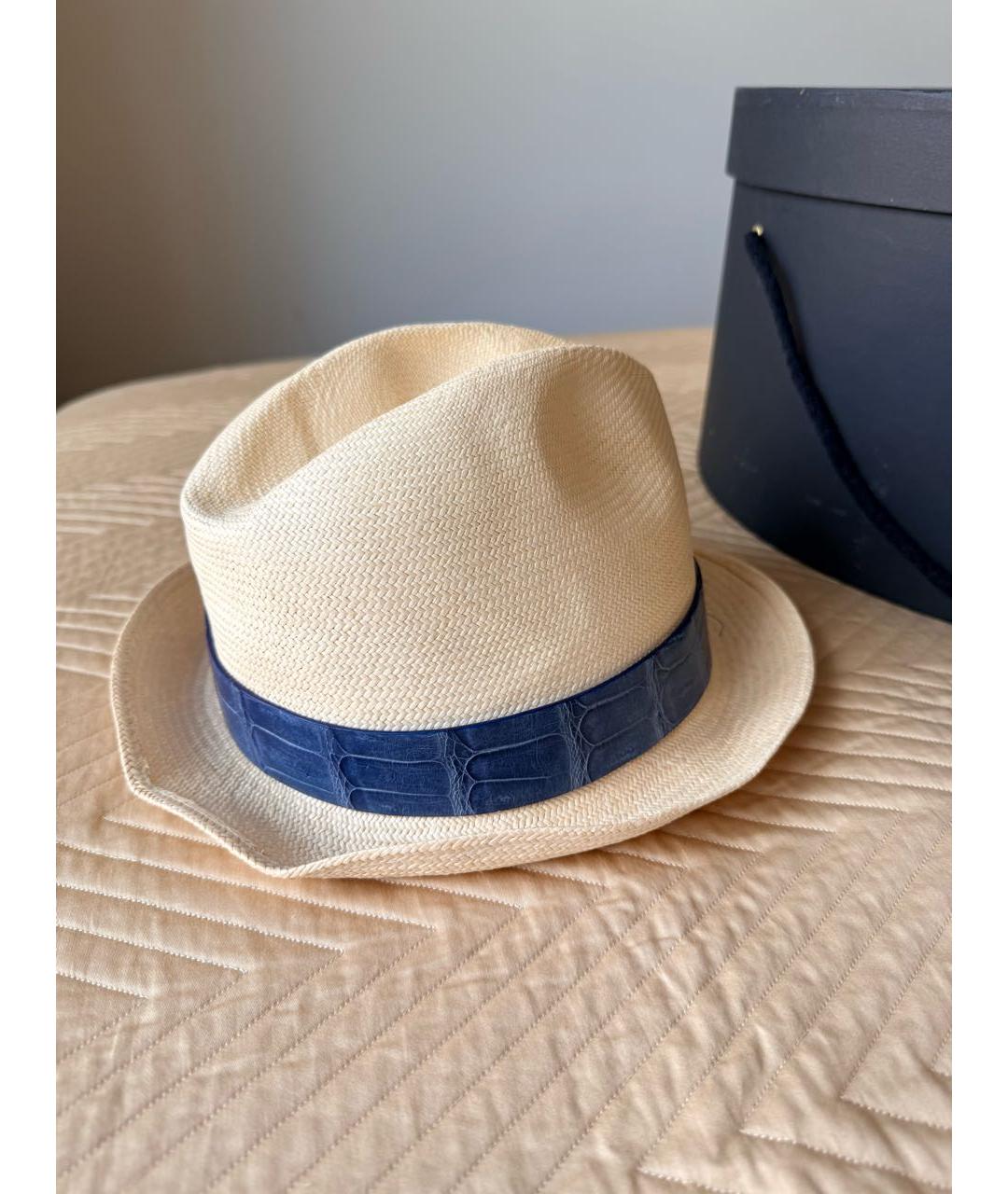 BORSALINO Белая соломенная шляпа, фото 3