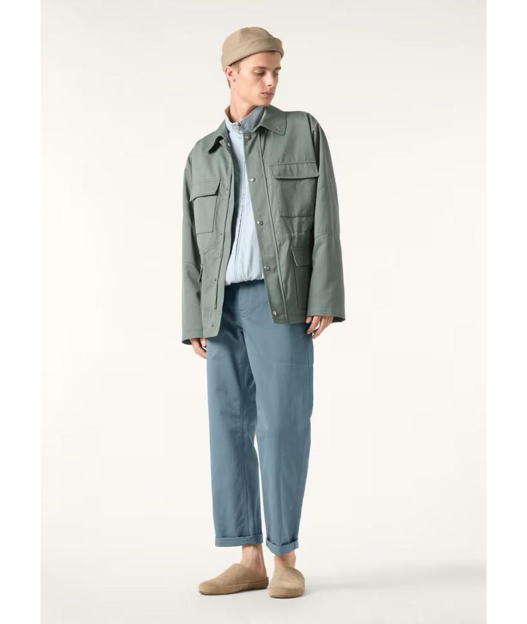 LORO PIANA Голубые хлопковые повседневные брюки, фото 2