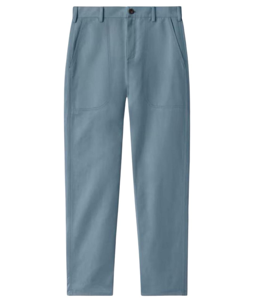 LORO PIANA Голубые хлопковые повседневные брюки, фото 1