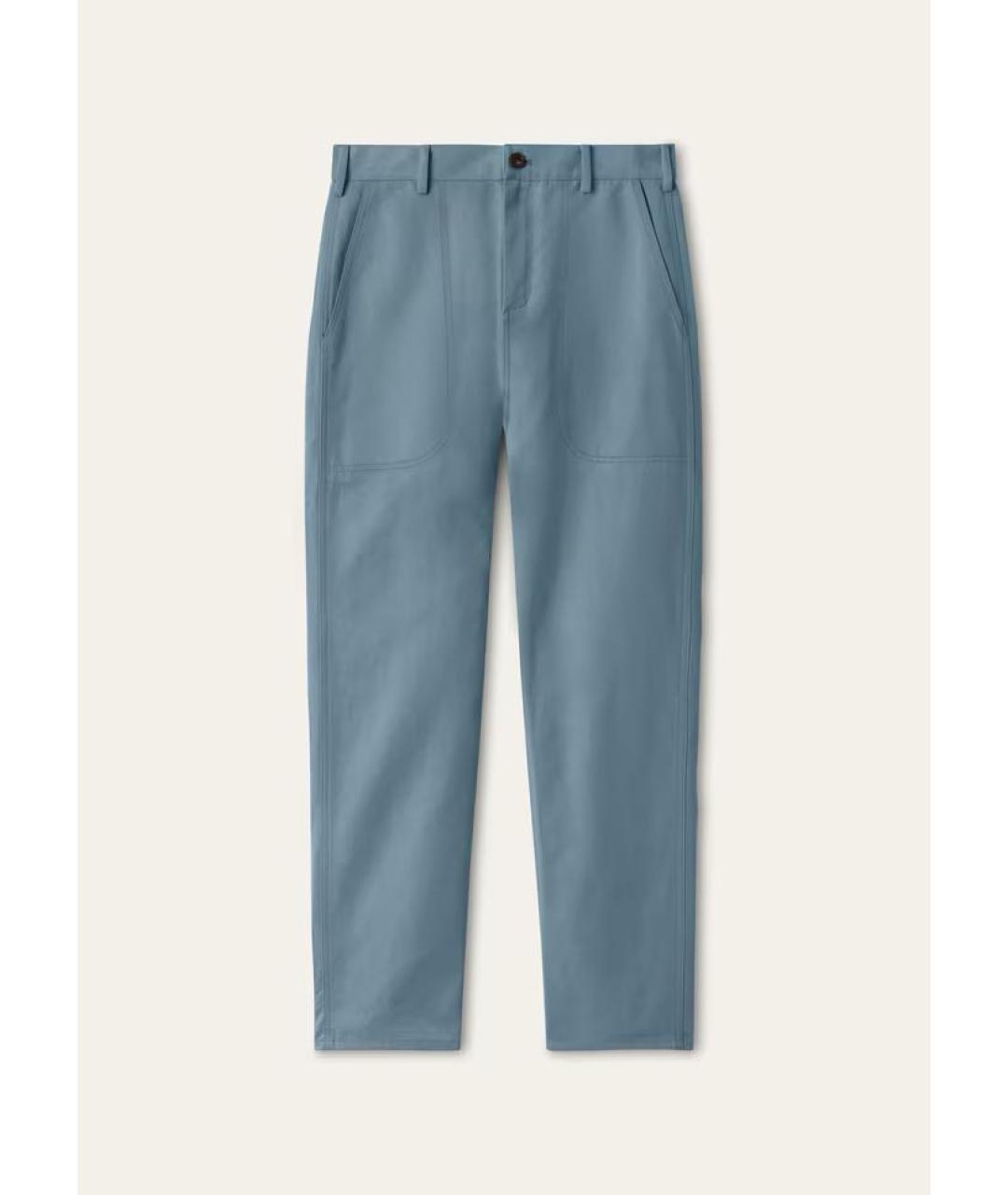 LORO PIANA Голубые хлопковые повседневные брюки, фото 7