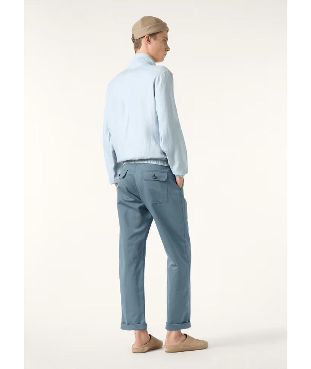 LORO PIANA Голубые хлопковые повседневные брюки, фото 5
