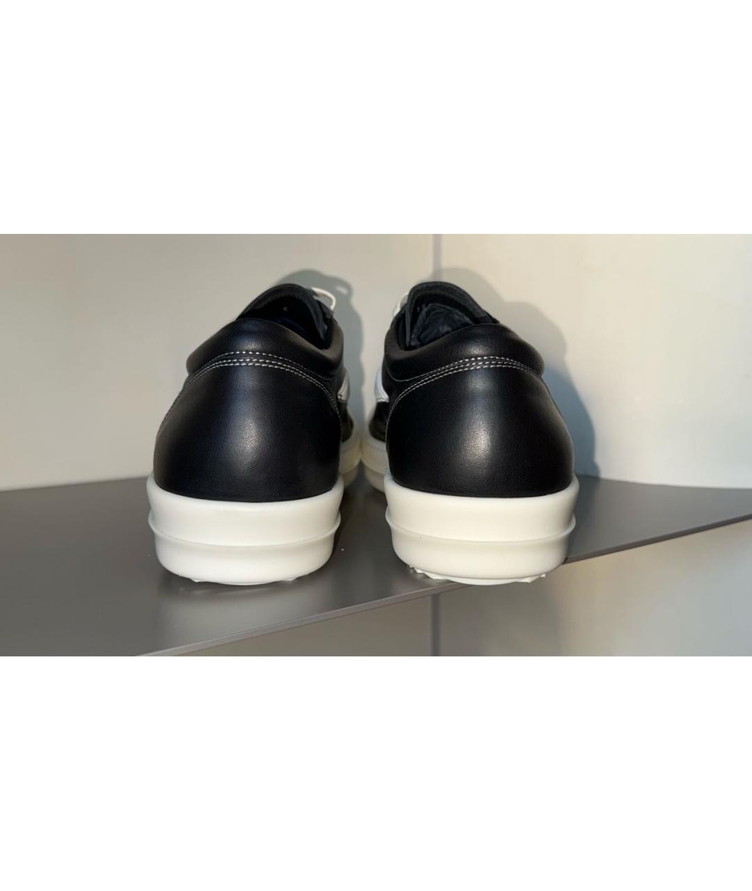 RICK OWENS Черные кожаные низкие кроссовки / кеды, фото 3