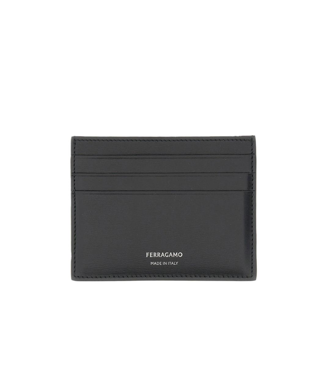 FERRAGAMO Черный кожаный кардхолдер, фото 1