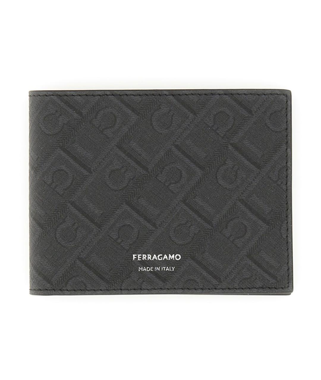 FERRAGAMO Черный кожаный кошелек, фото 1