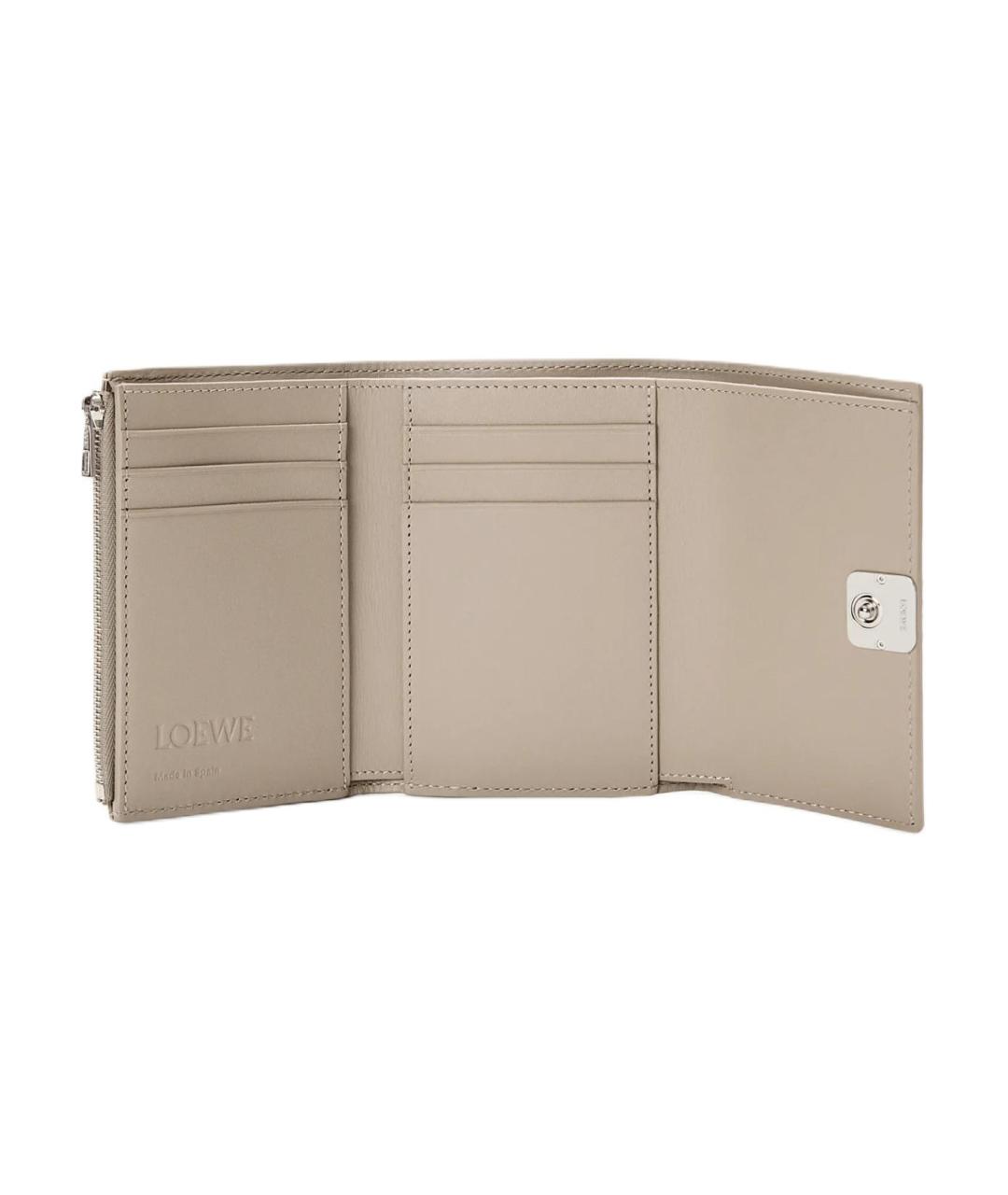 LOEWE Бежевый кожаный кошелек, фото 3