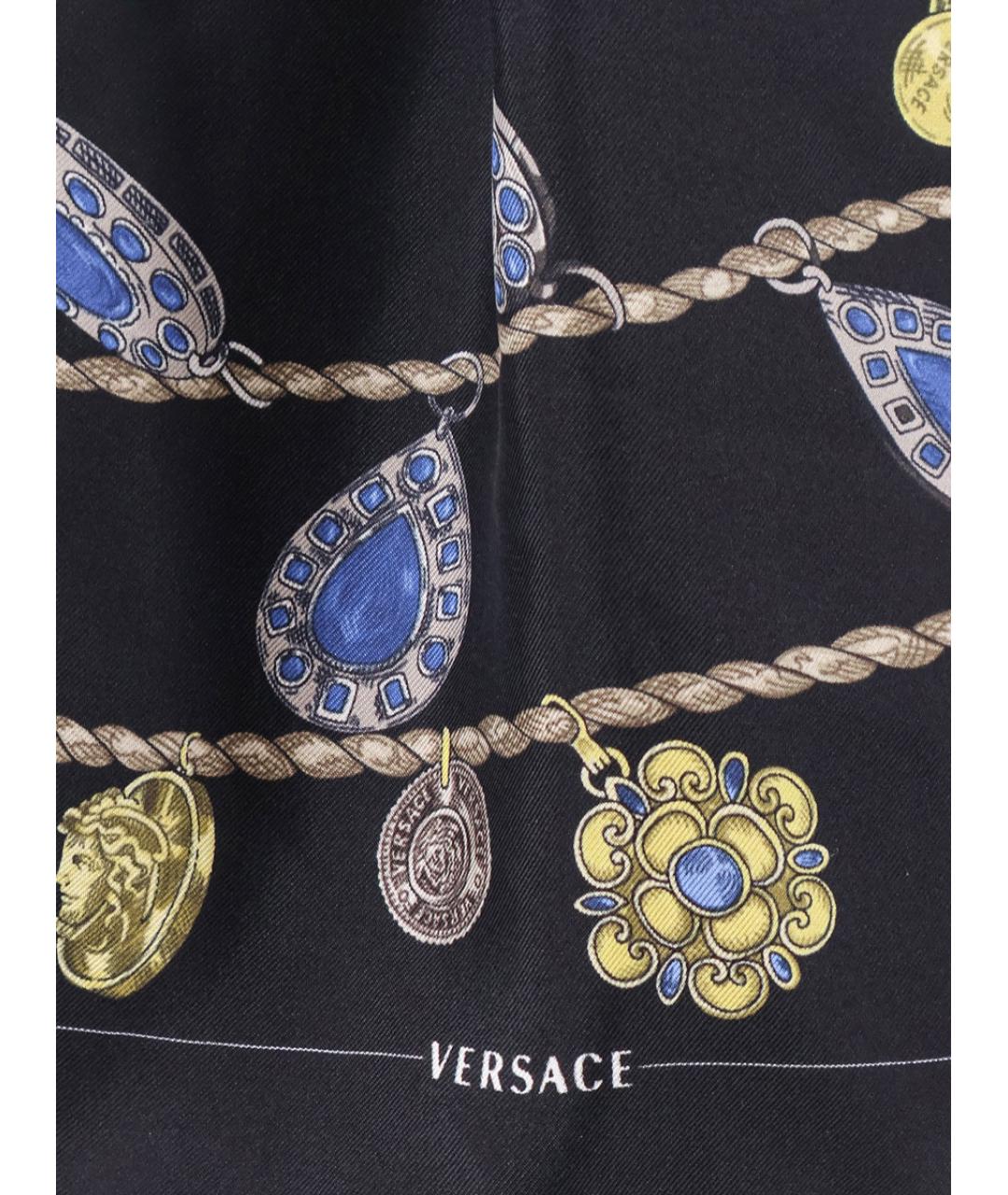 VERSACE Черное шелковое повседневное платье, фото 3