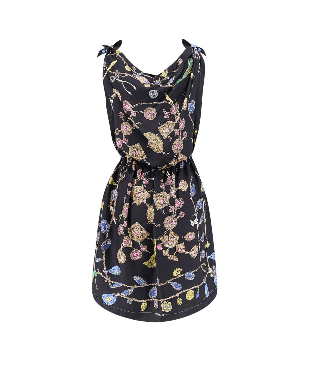 VERSACE Черное шелковое повседневное платье, фото 2