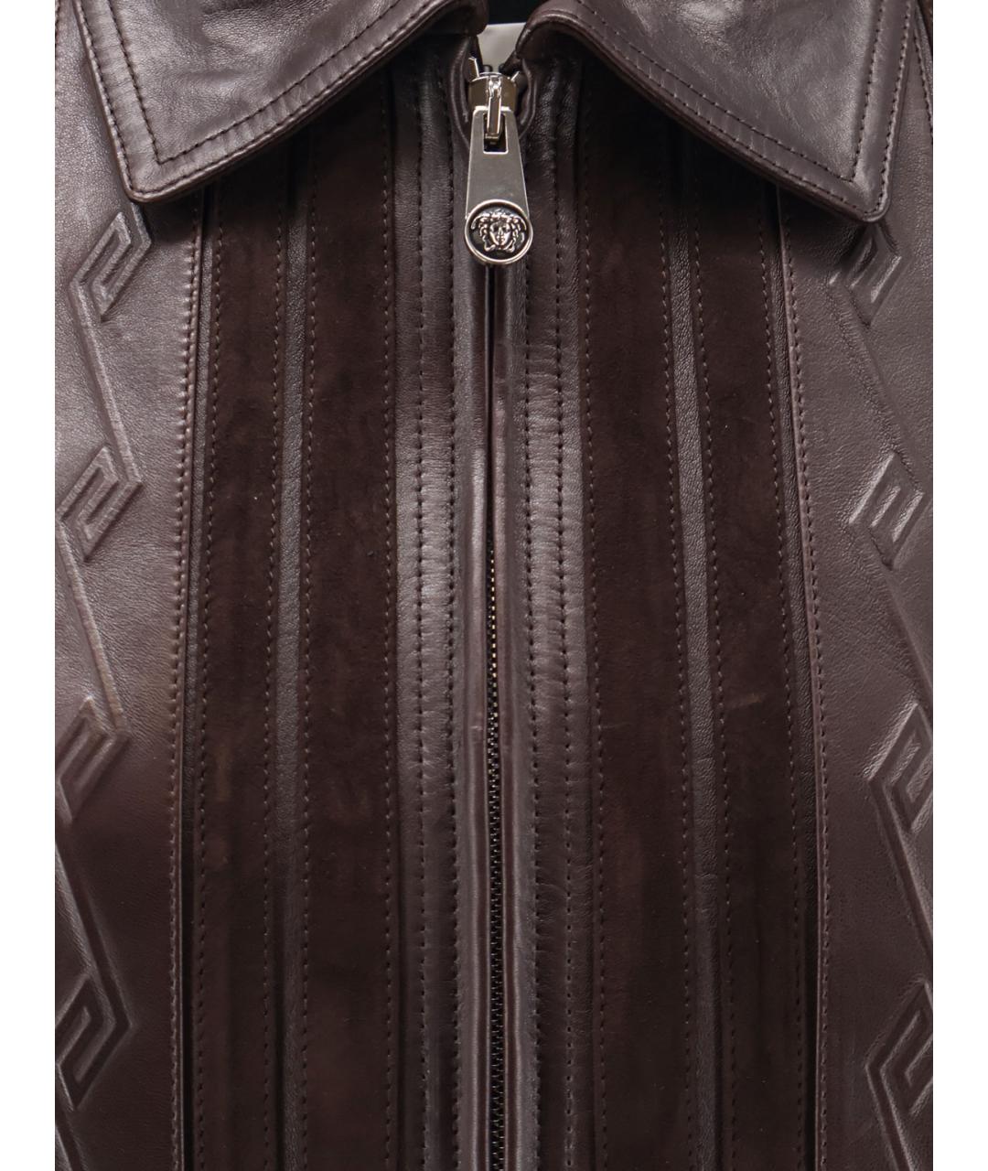 VERSACE Коричневая кожаная куртка, фото 3
