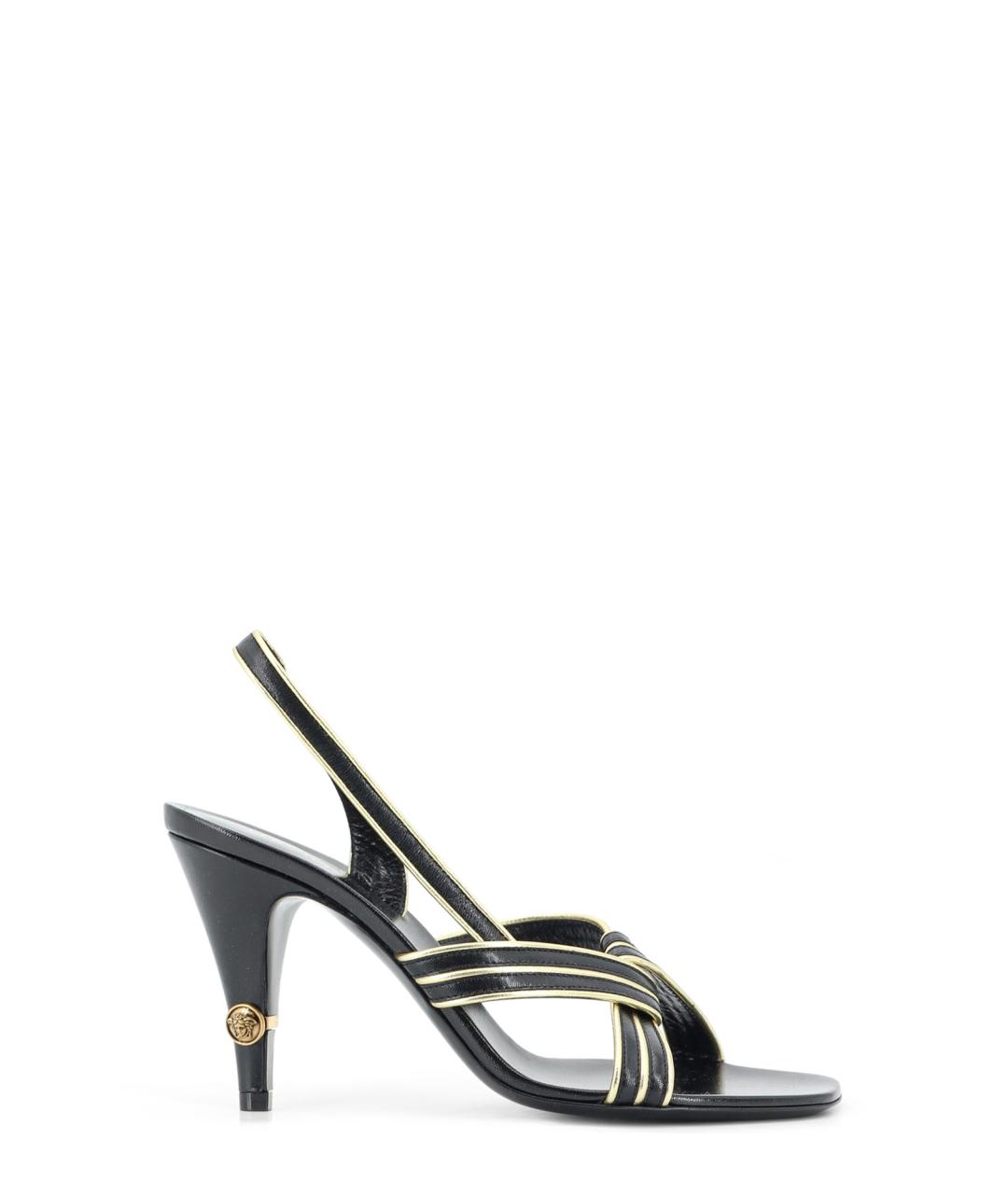 VERSACE Черные кожаные босоножки, фото 1