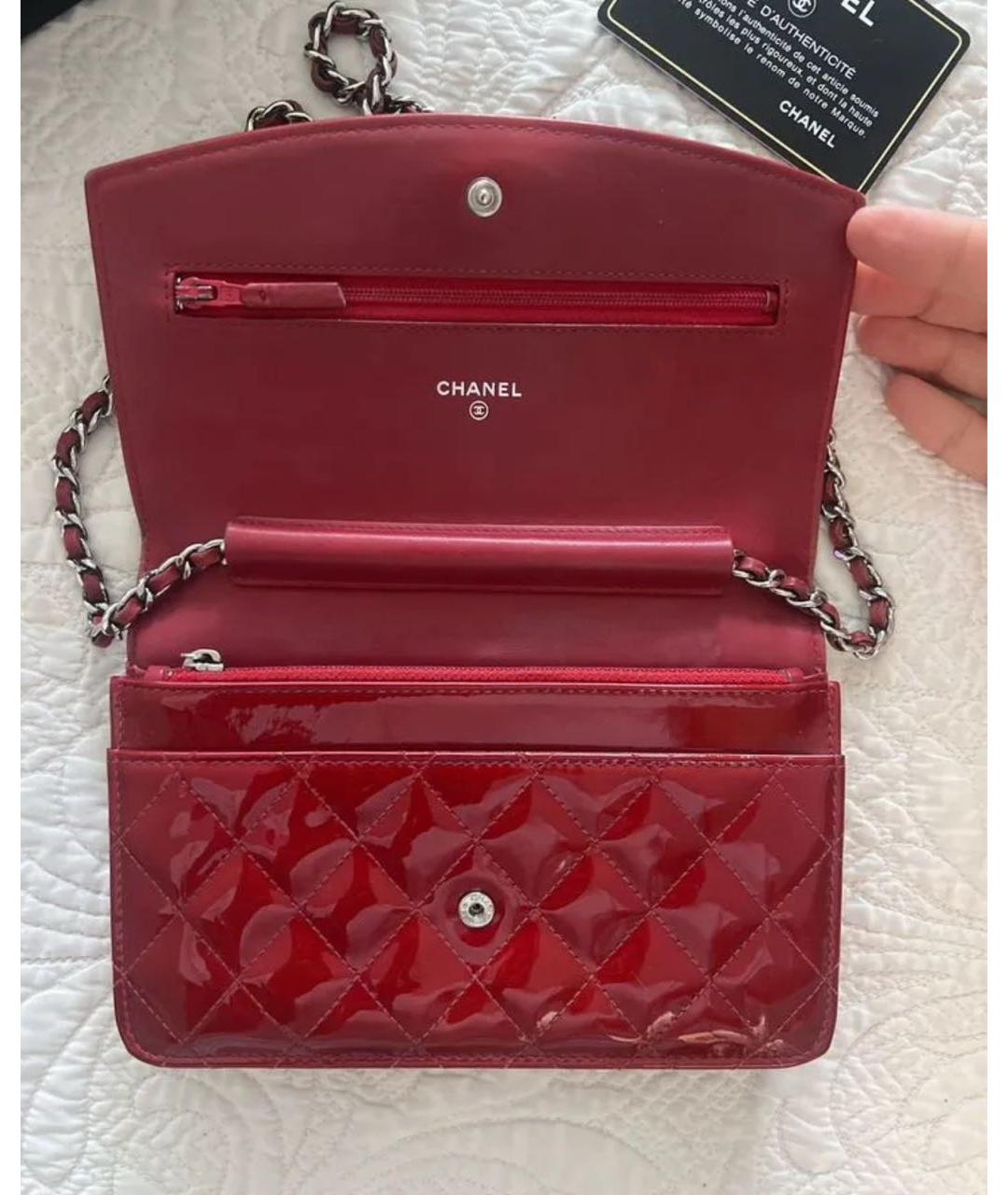 CHANEL Красная сумка через плечо из лакированной кожи, фото 4