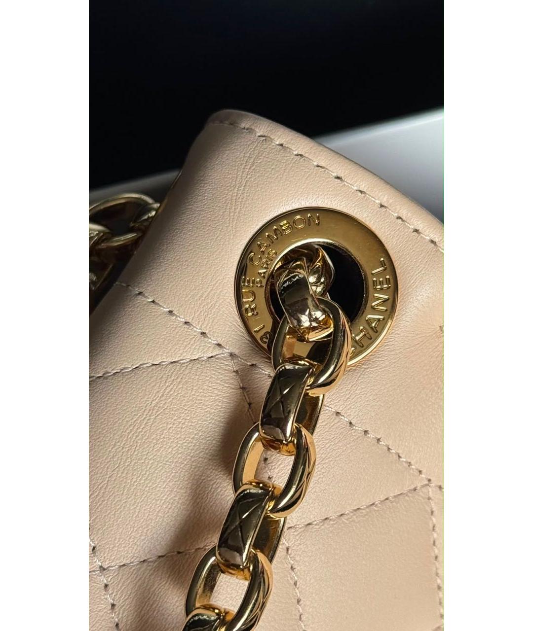 CHANEL Бежевая кожаная сумка через плечо, фото 8