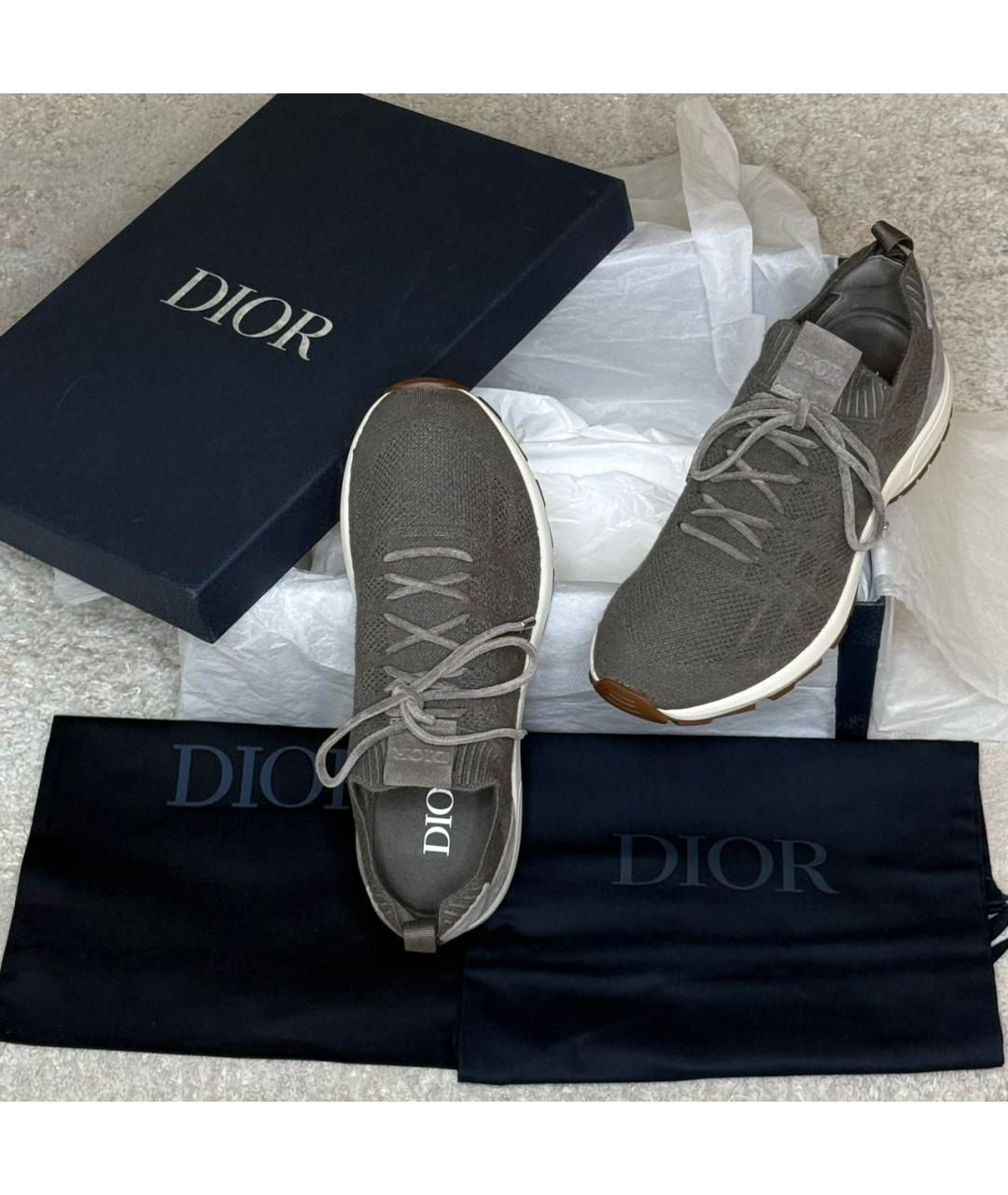 CHRISTIAN DIOR Антрацитовые текстильные низкие кроссовки / кеды, фото 8