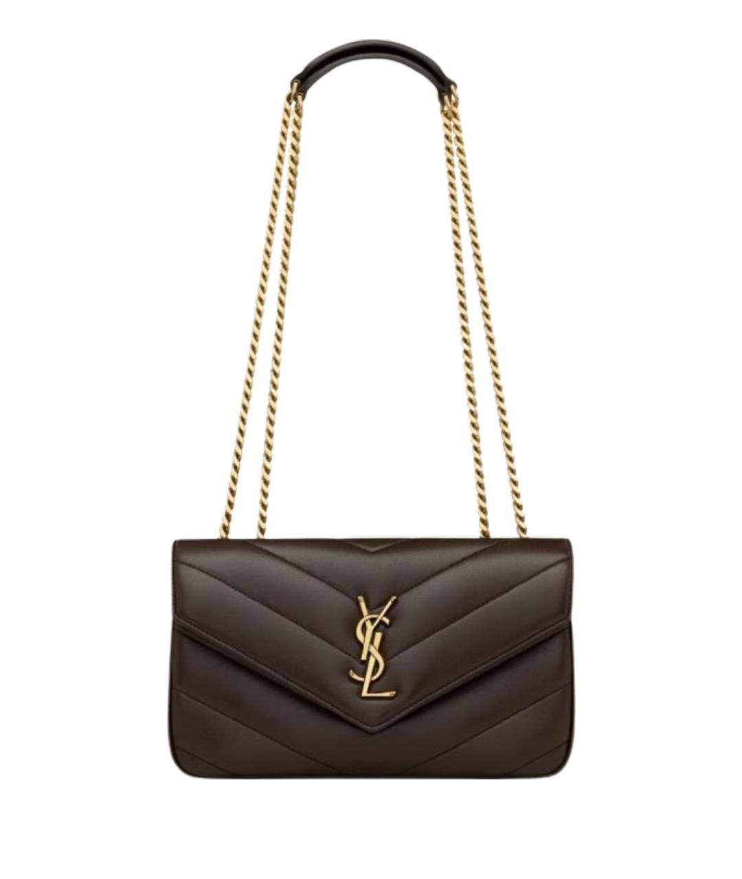 SAINT LAURENT Коричневая кожаная сумка через плечо, фото 1