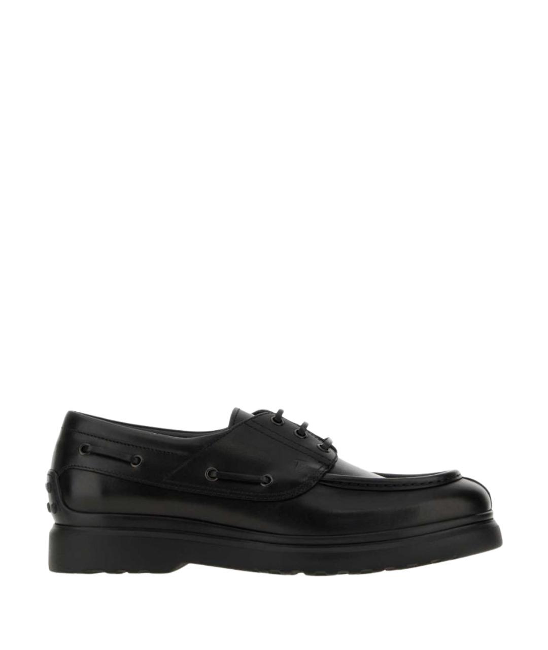 TOD'S Черные кожаные низкие ботинки, фото 1