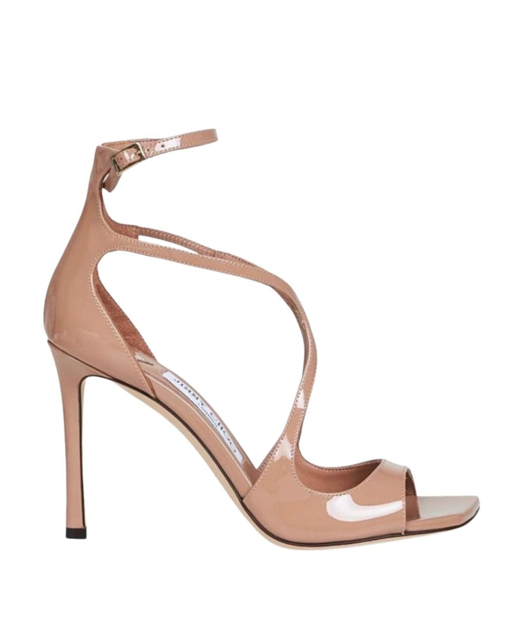 JIMMY CHOO Бежевые босоножки из лакированной кожи, фото 1