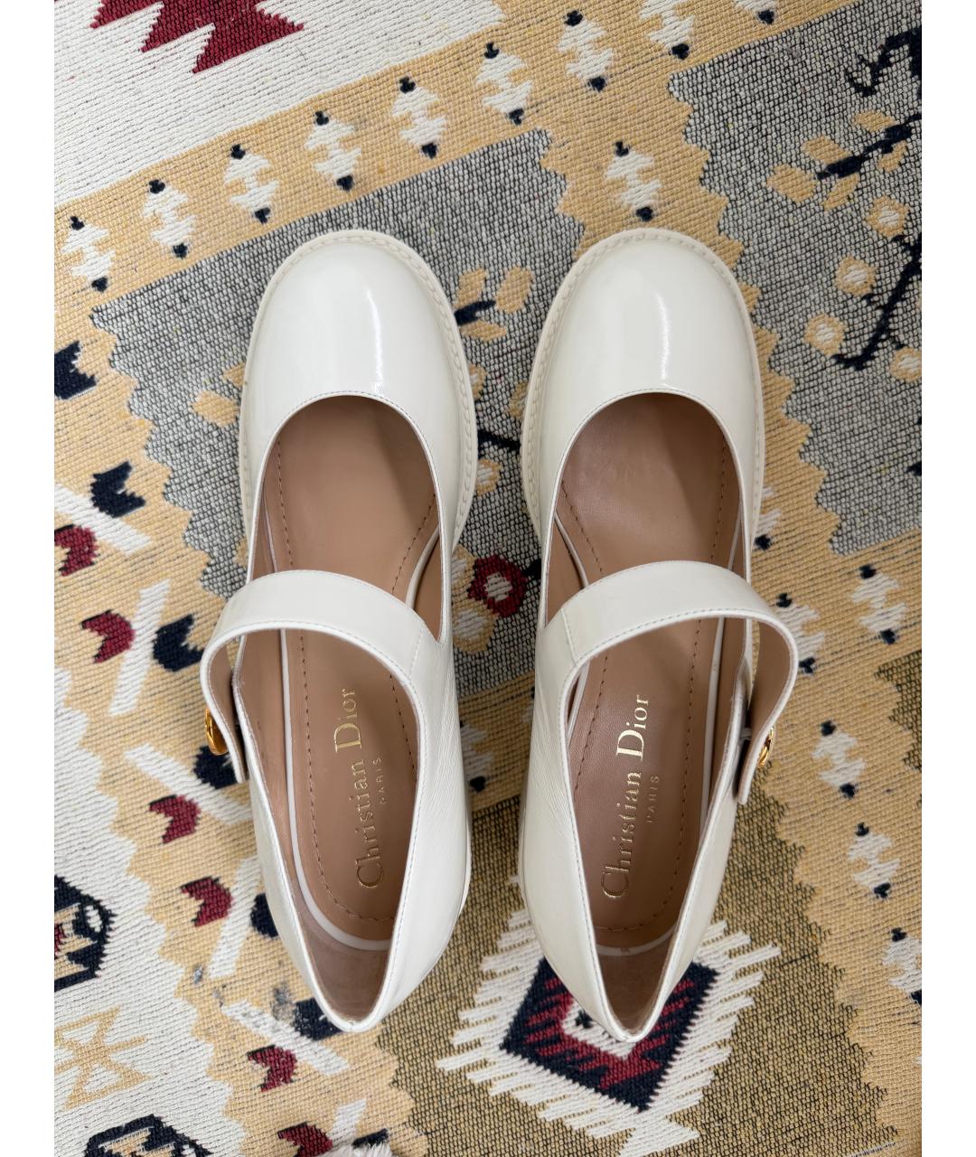 CHRISTIAN DIOR Белые кожаные туфли, фото 3