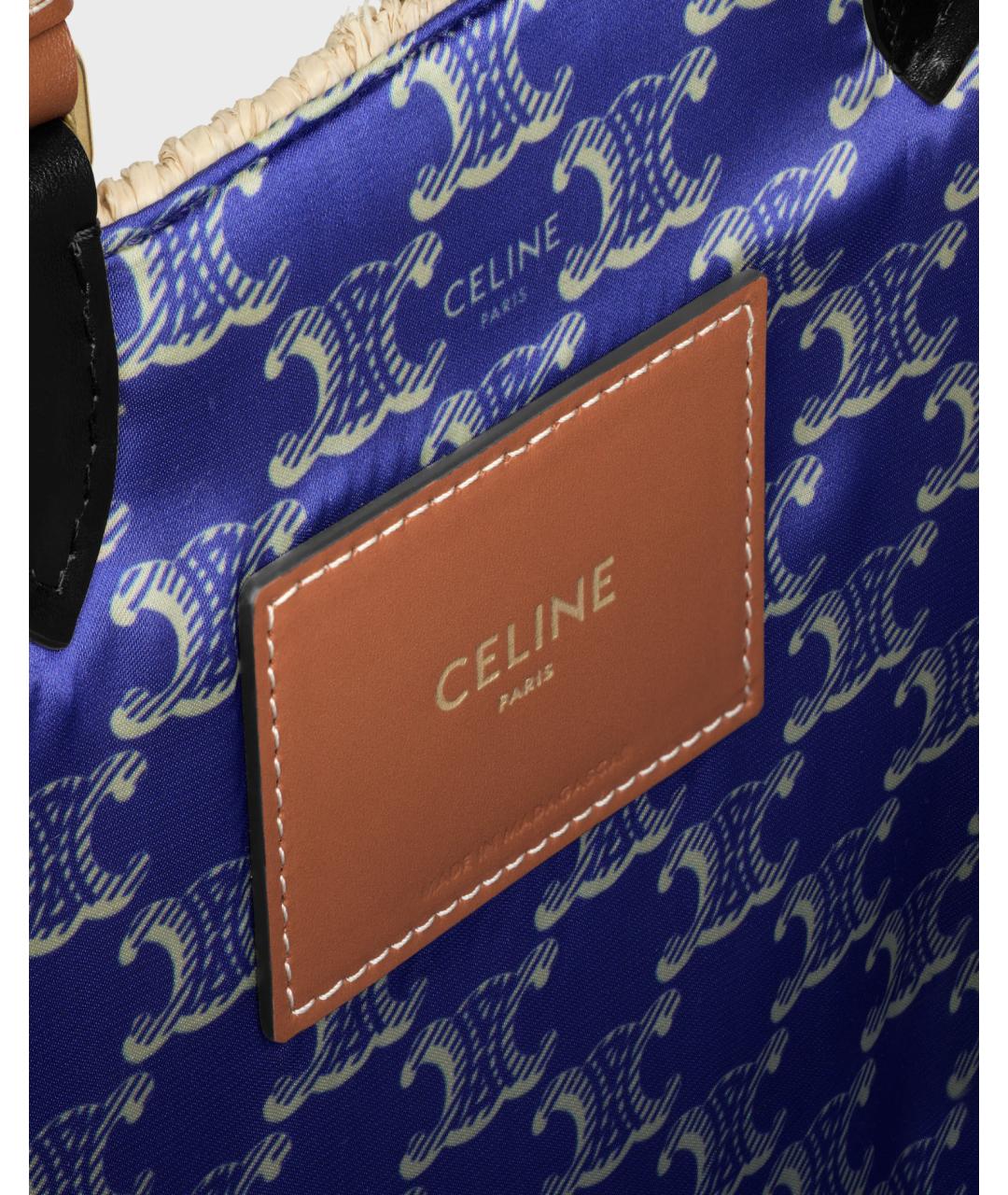CELINE Бежевая рафиевая сумка тоут, фото 4