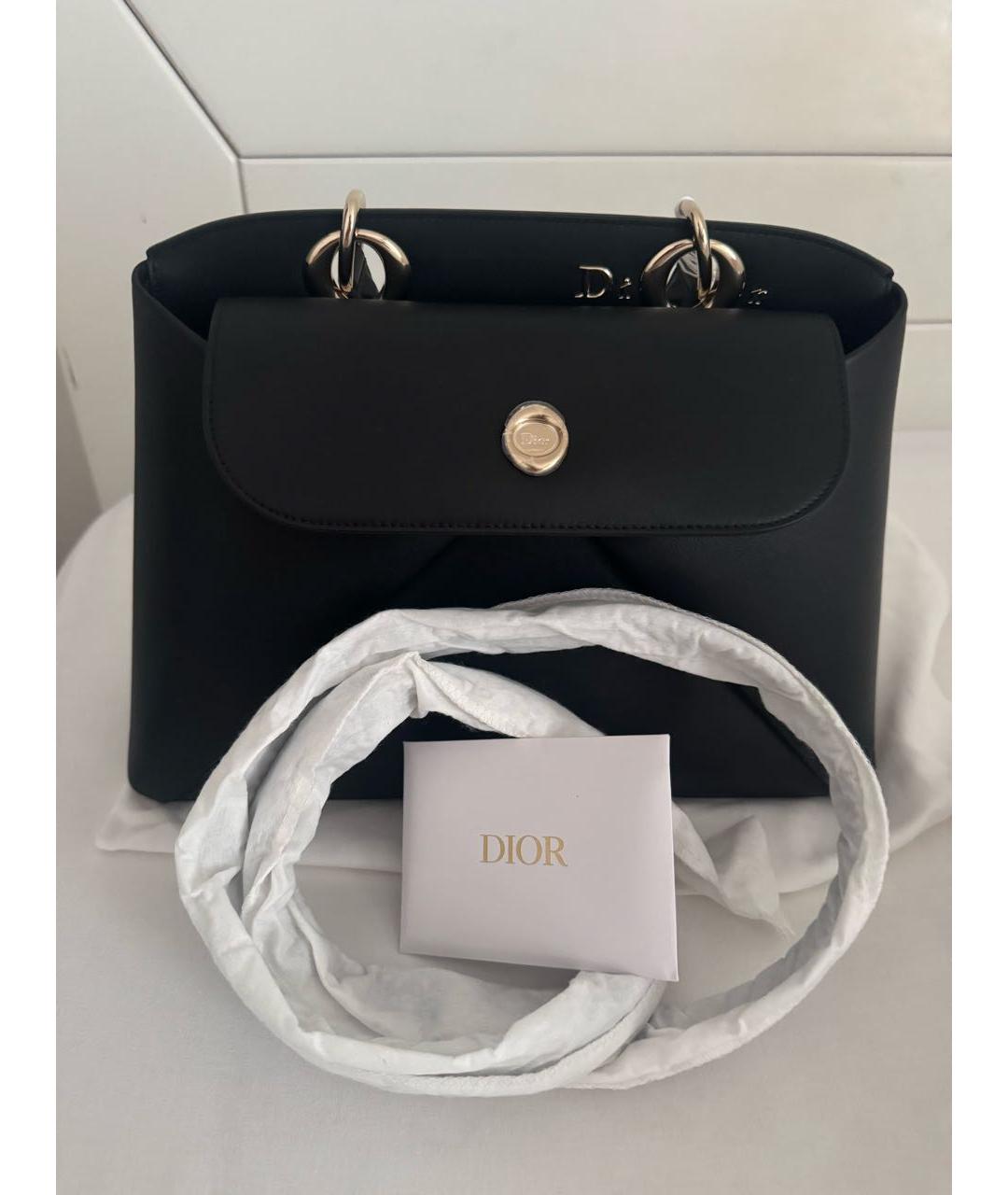 CHRISTIAN DIOR Черная кожаная сумка с короткими ручками, фото 4