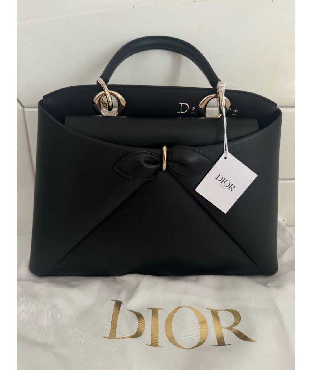 CHRISTIAN DIOR Черная кожаная сумка с короткими ручками, фото 8