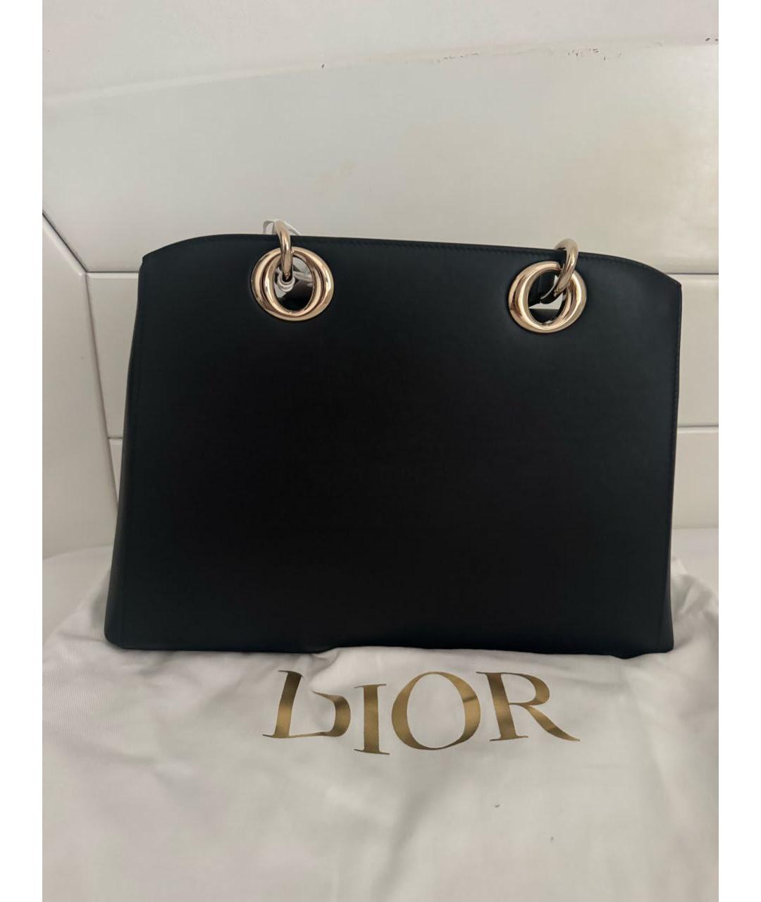 CHRISTIAN DIOR Черная кожаная сумка с короткими ручками, фото 2