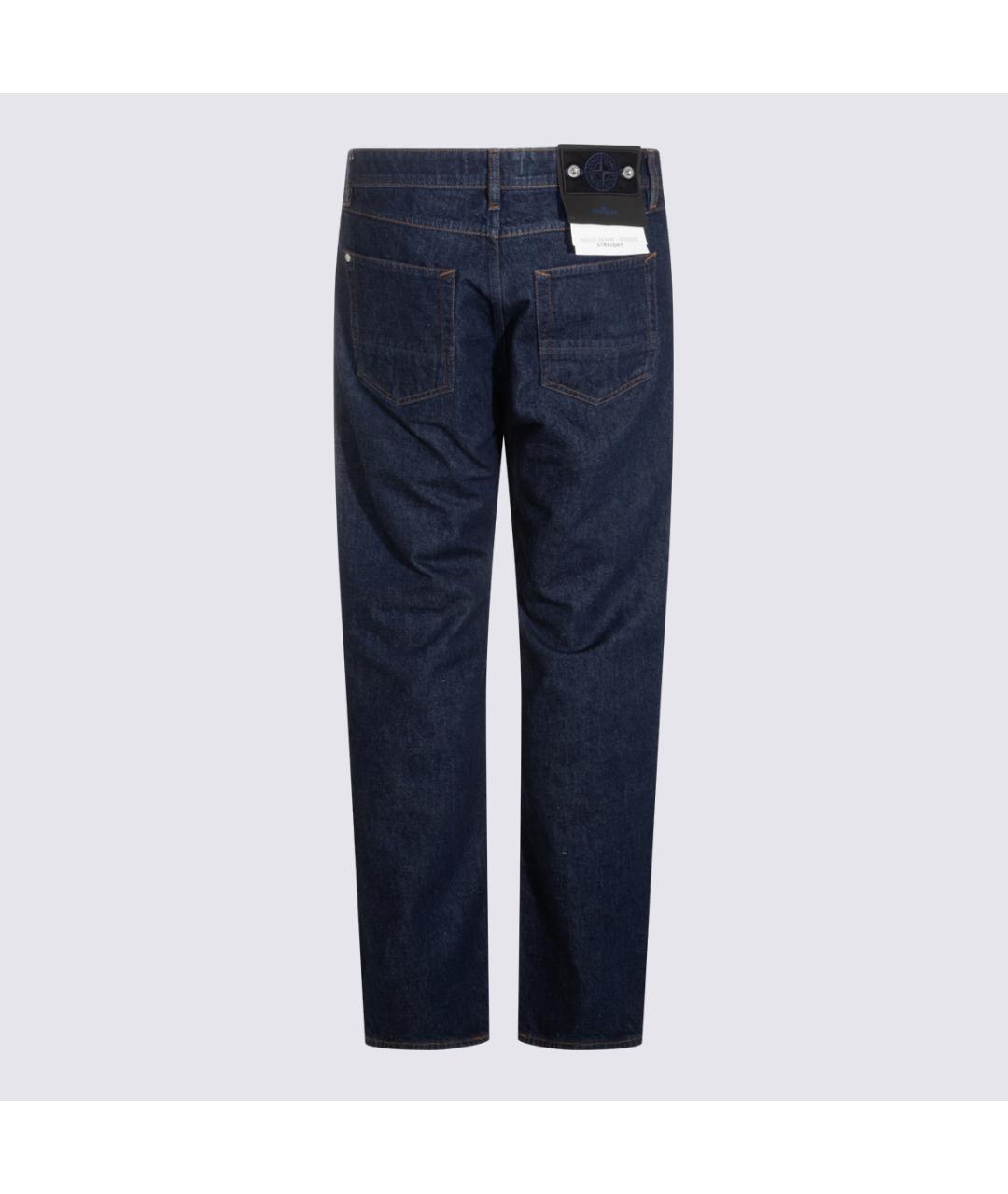 STONE ISLAND Темно-синие хлопковые прямые джинсы, фото 4