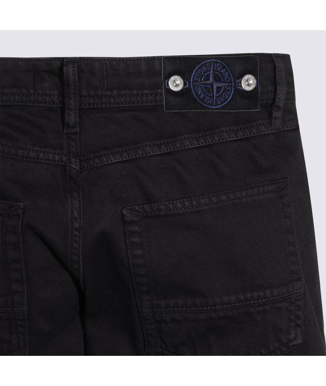 STONE ISLAND Черные хлопковые прямые джинсы, фото 8