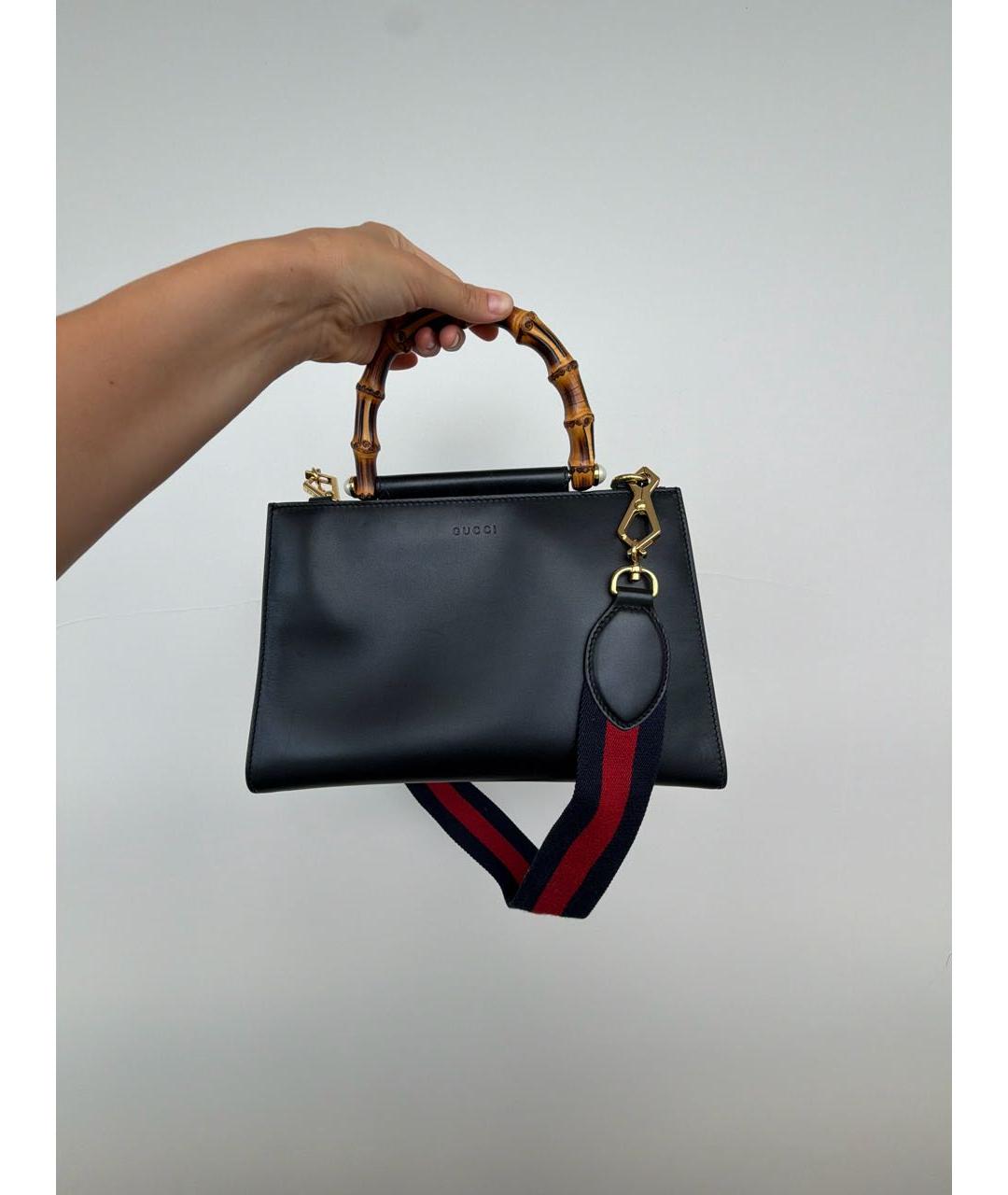 GUCCI Черная кожаная сумка тоут, фото 7