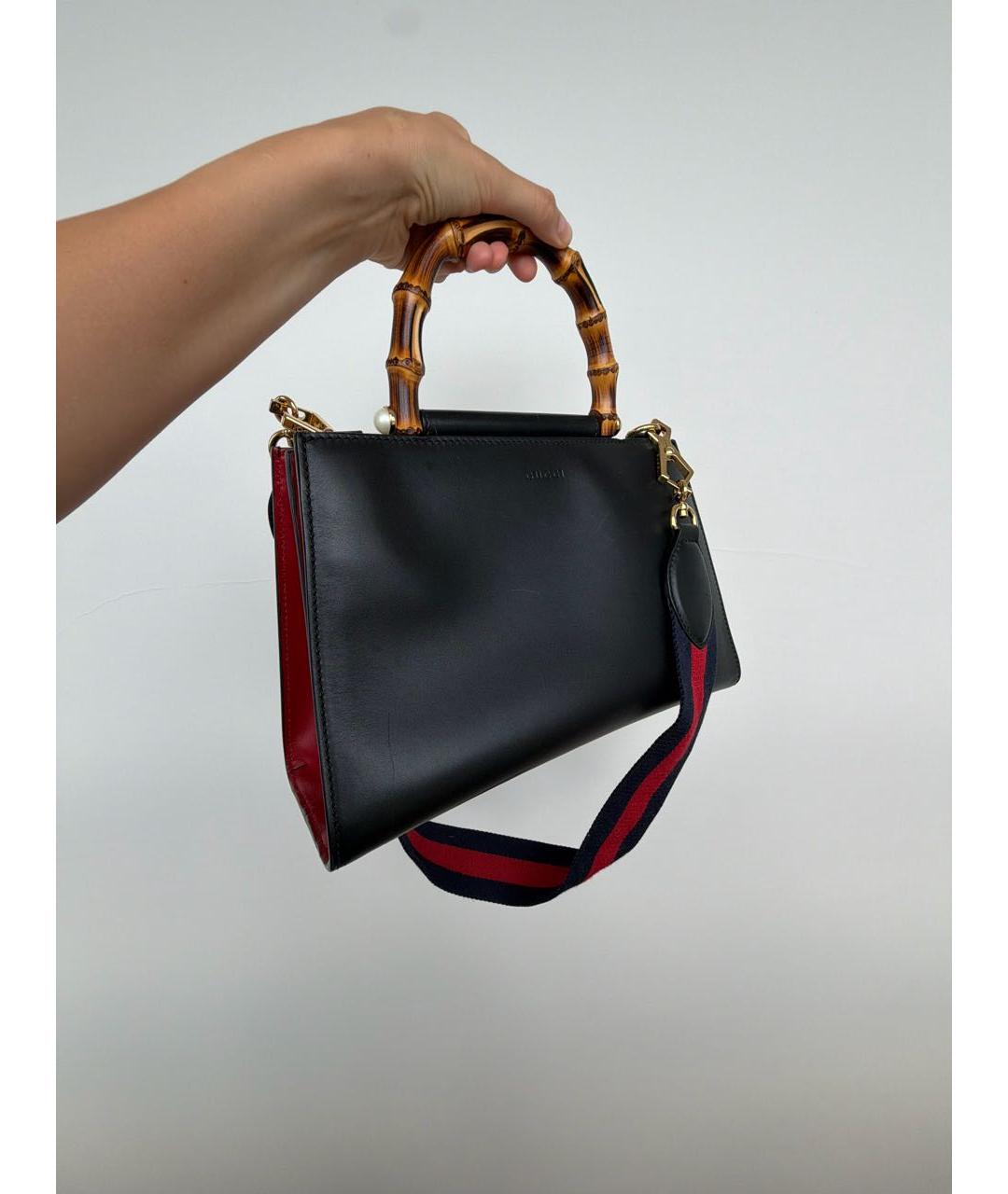 GUCCI Черная кожаная сумка тоут, фото 2