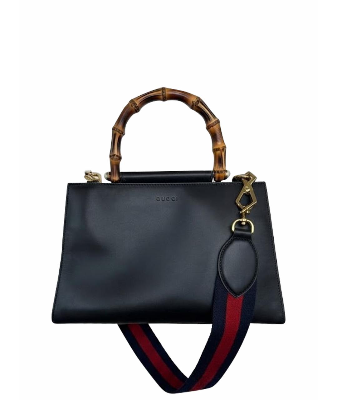 GUCCI Черная кожаная сумка тоут, фото 1