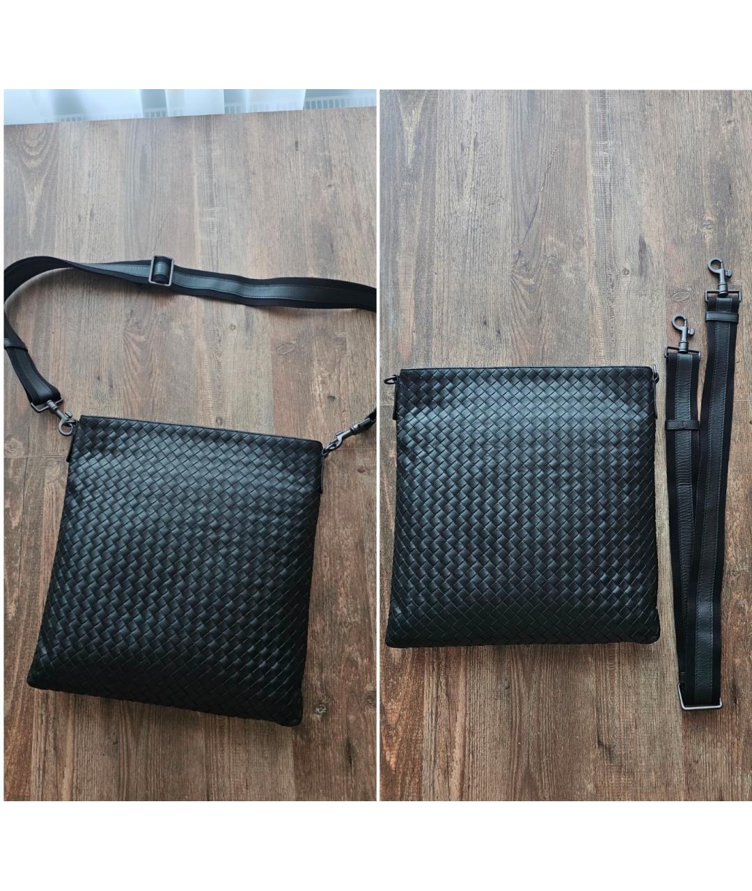 BOTTEGA VENETA Черная кожаная сумка на плечо, фото 2