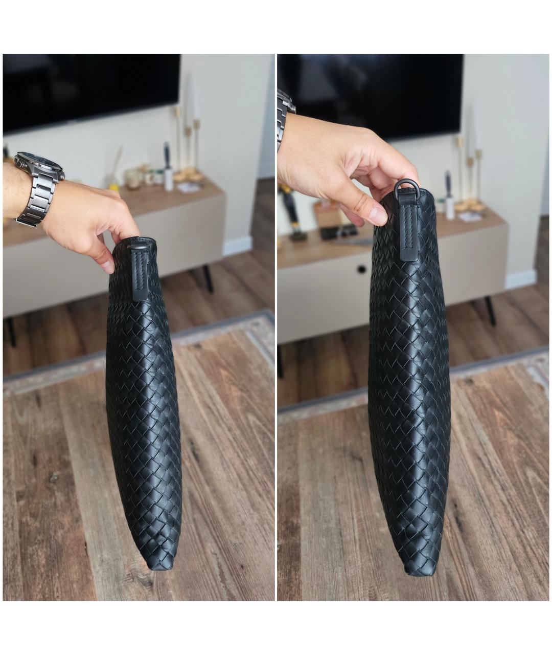 BOTTEGA VENETA Черная кожаная сумка на плечо, фото 6
