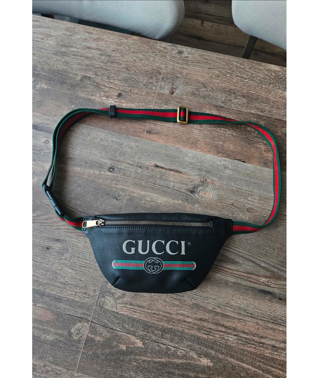 GUCCI Черная кожаная поясная сумка, фото 2