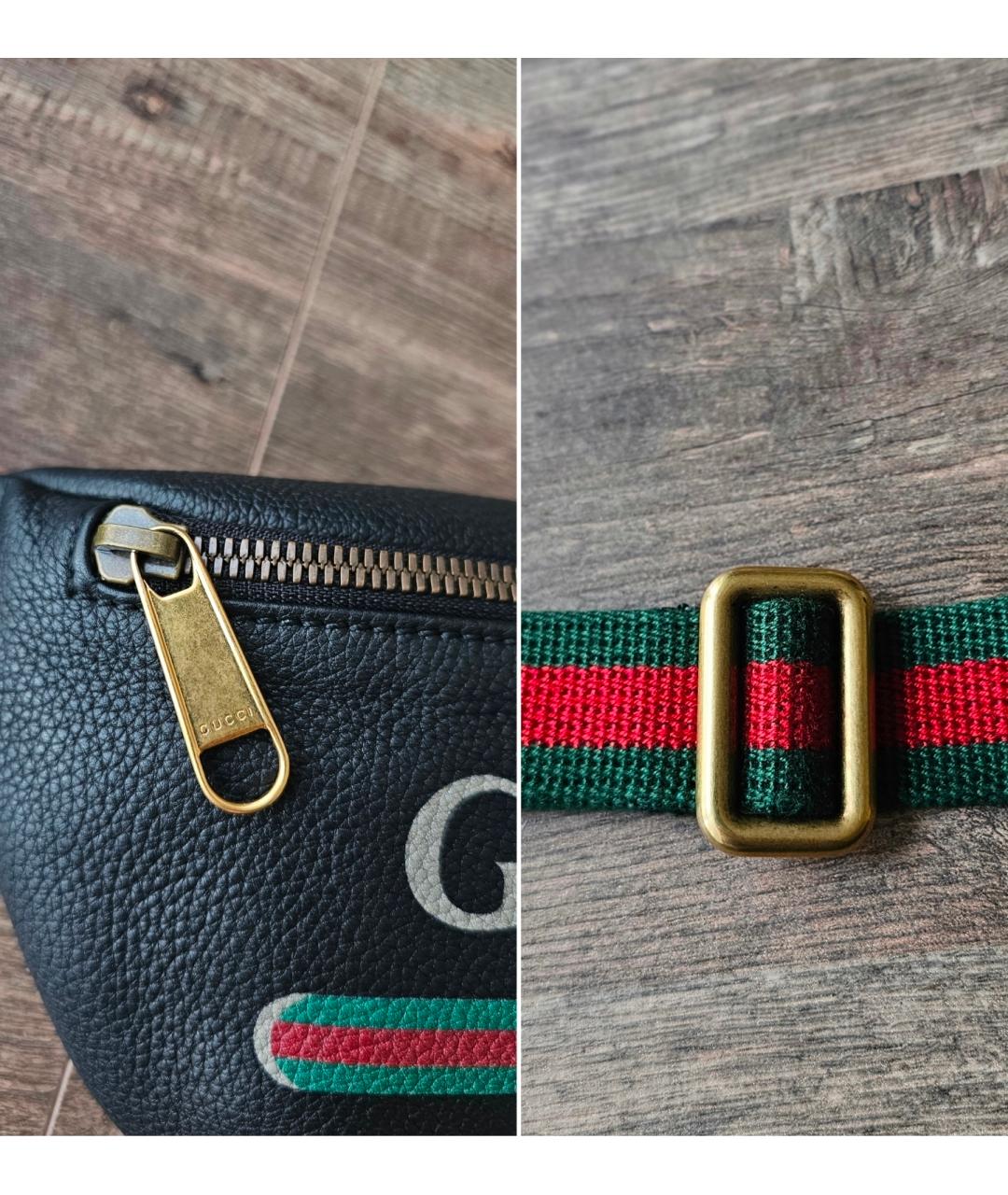 GUCCI Черная кожаная поясная сумка, фото 4