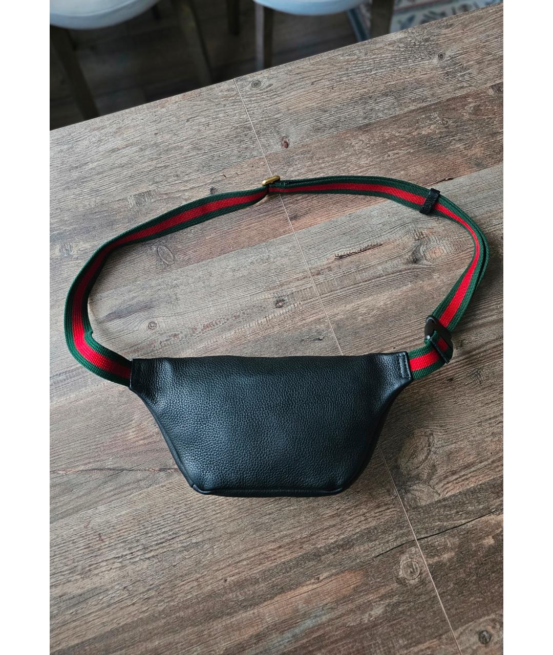 GUCCI Черная кожаная поясная сумка, фото 3