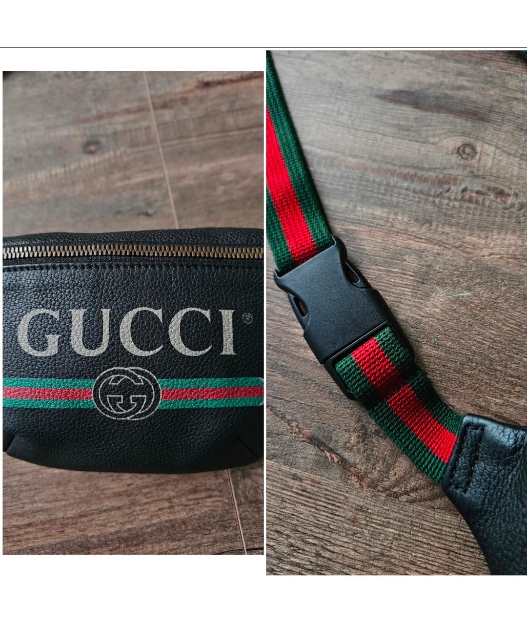 GUCCI Черная кожаная поясная сумка, фото 5